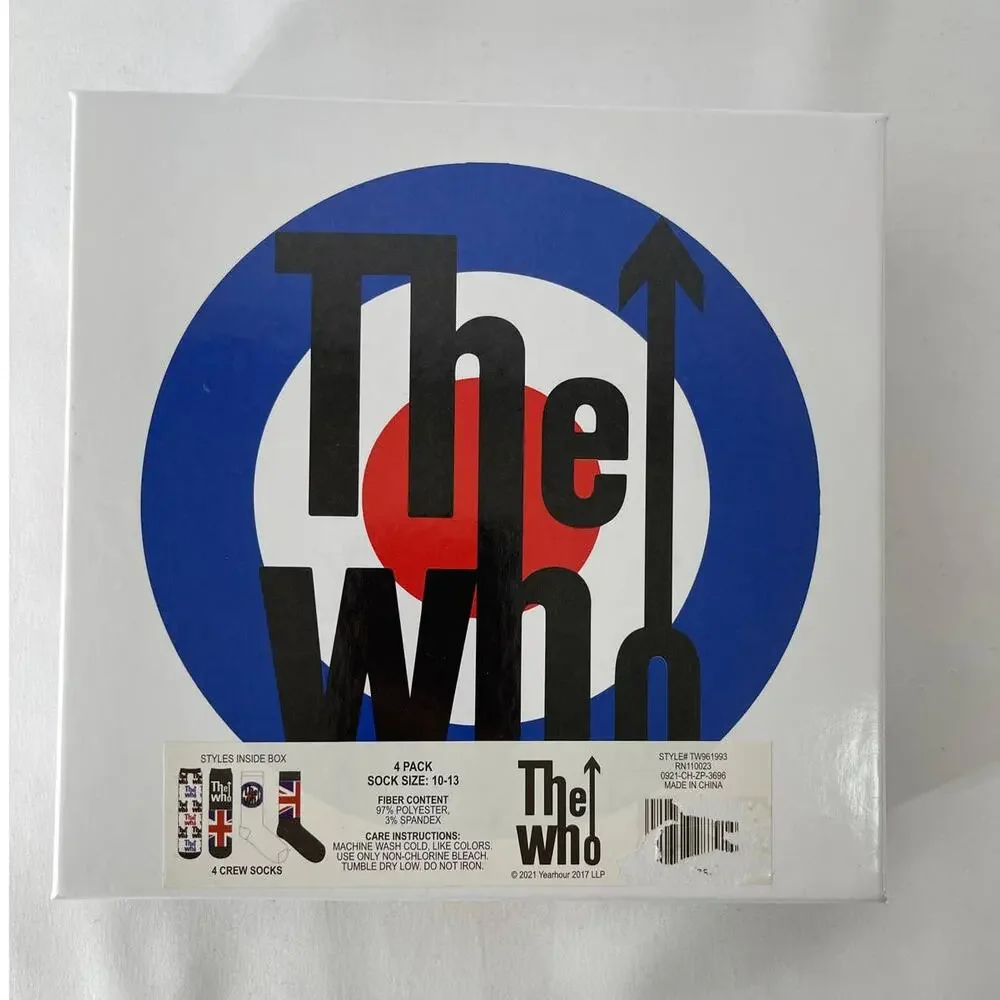 The Who 4 Pack Mens Crew Socks NEW Gift British Rock Band London Music Sz 10-13